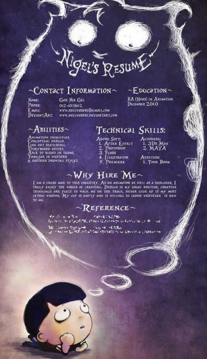 Creatief cv animator voorbeeld