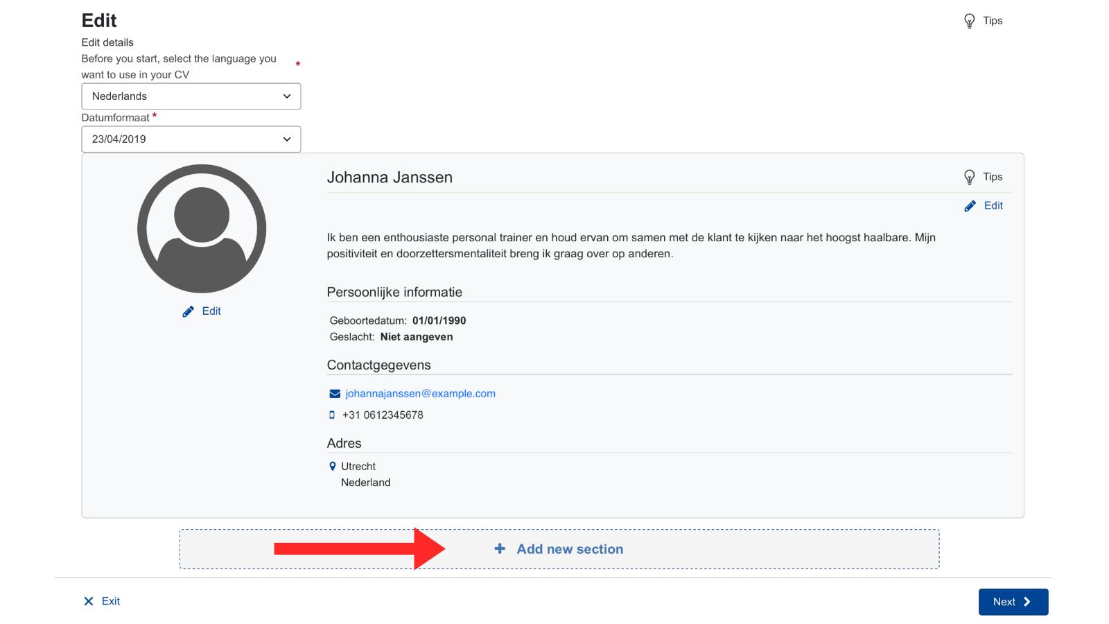 Nieuw onderdeel toevoegen