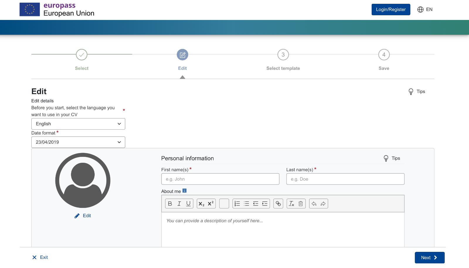 Persoonlijke gegevens invullen